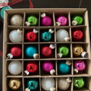 Set of 25 1” glass ornaments